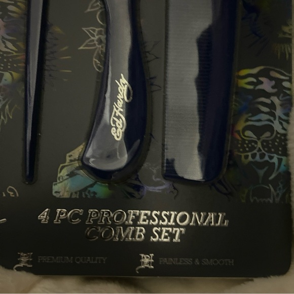 Ed Hardy 4 pc professional navy blue 1971 comb grooming set styling tail dresser - Picture 12 of 15